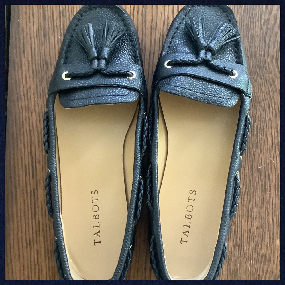 Talbots Black Everson Braid Shoes Size 7M Like New